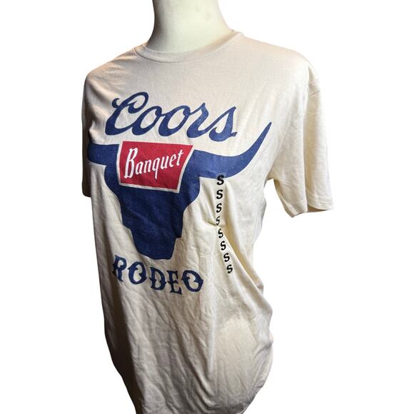 Coors Banquet Rodeo Tee, Western Beer, Cream, Unisex Size Small, NWT - Picture 3 of 5